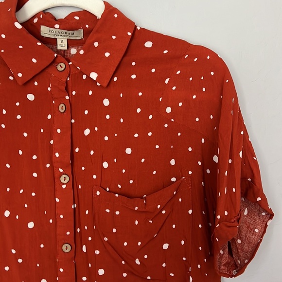 Red Polka Dot Button-up Top - Picture 3 of 8